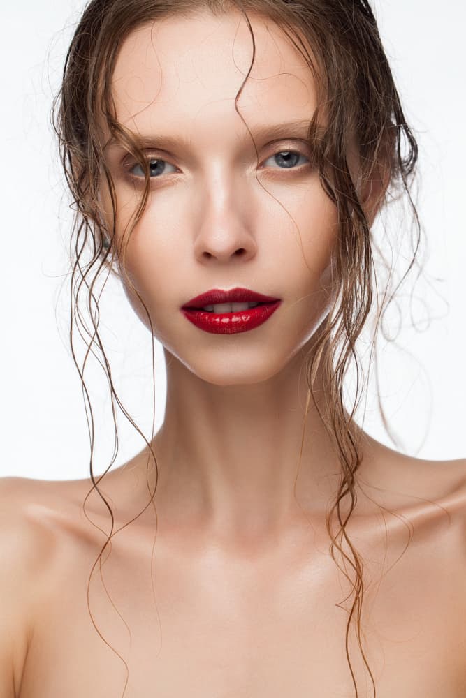 Wet Hair Red Lips by Alexandr Sutula — canvas wall art