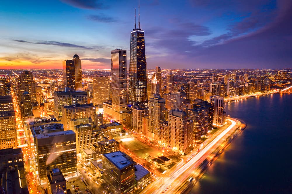 Vibrant Chicago Twilight by Michael Zheng — canvas wall art