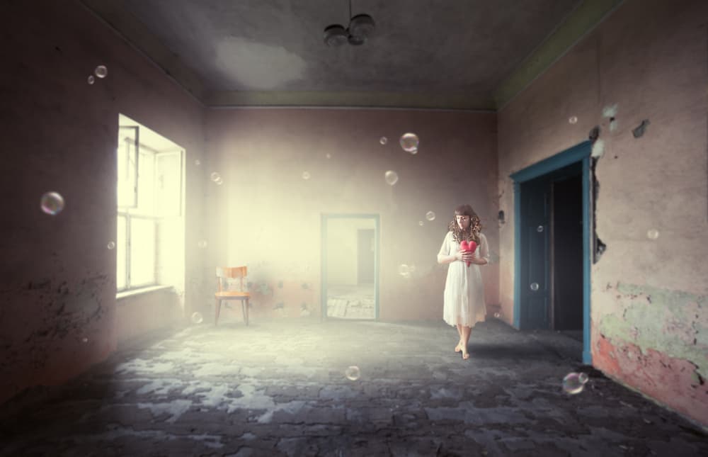 Dreamy Girl Red Heart by Martin Marcisovsky — canvas wall art