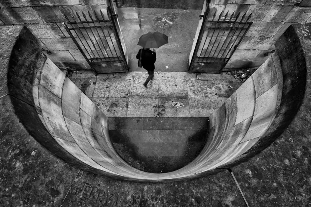 Urban Curve in Rain by Eric Drigny — canvas wall art