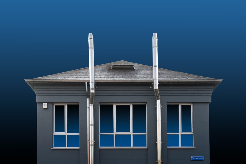 Modern Building Blue Sky by Luc Vangindertael (laGrange) — canvas wall art