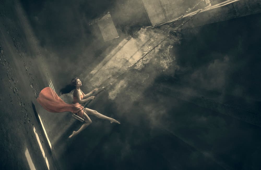 Woman on Ethereal Swing by Sebastian Kisworo — canvas wall art