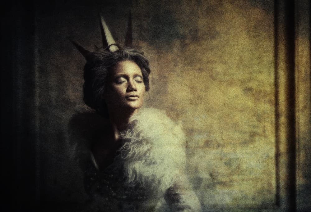 Enigmatic Horned Portrait by Hari Sulistiawan — canvas wall art