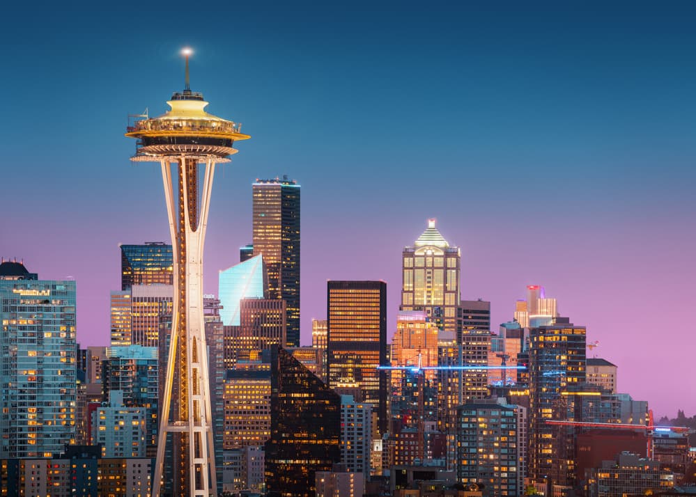 Vibrant Seattle Skyline by Juan Pablo de Miguel — canvas wall art