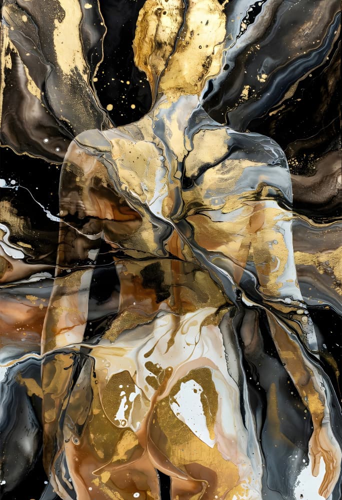 Golden Fluid Body by Miguel Bruzual — canvas wall art