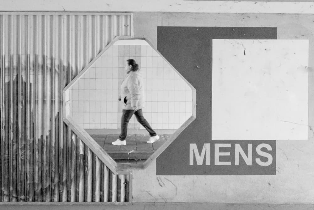Man Through Geometric Frame by Robert Stienstra — canvas wall art