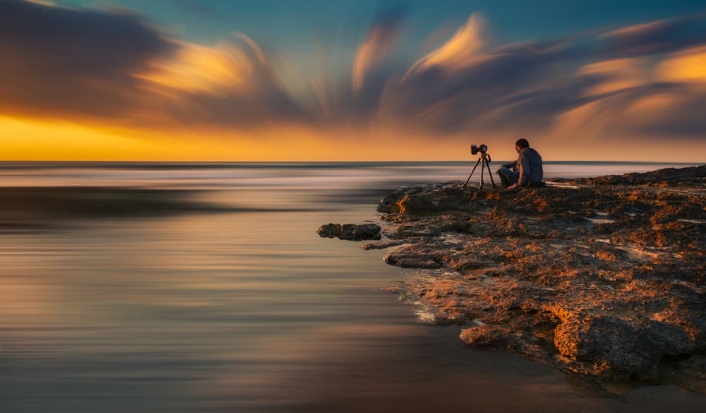 Coastal Sunset Serenity by Haim Rosenfeld — canvas wall art