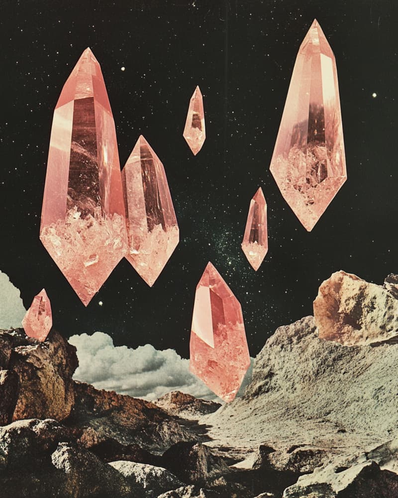 Pink Crystals Space Landscape by Samantha Hearn — canvas wall art