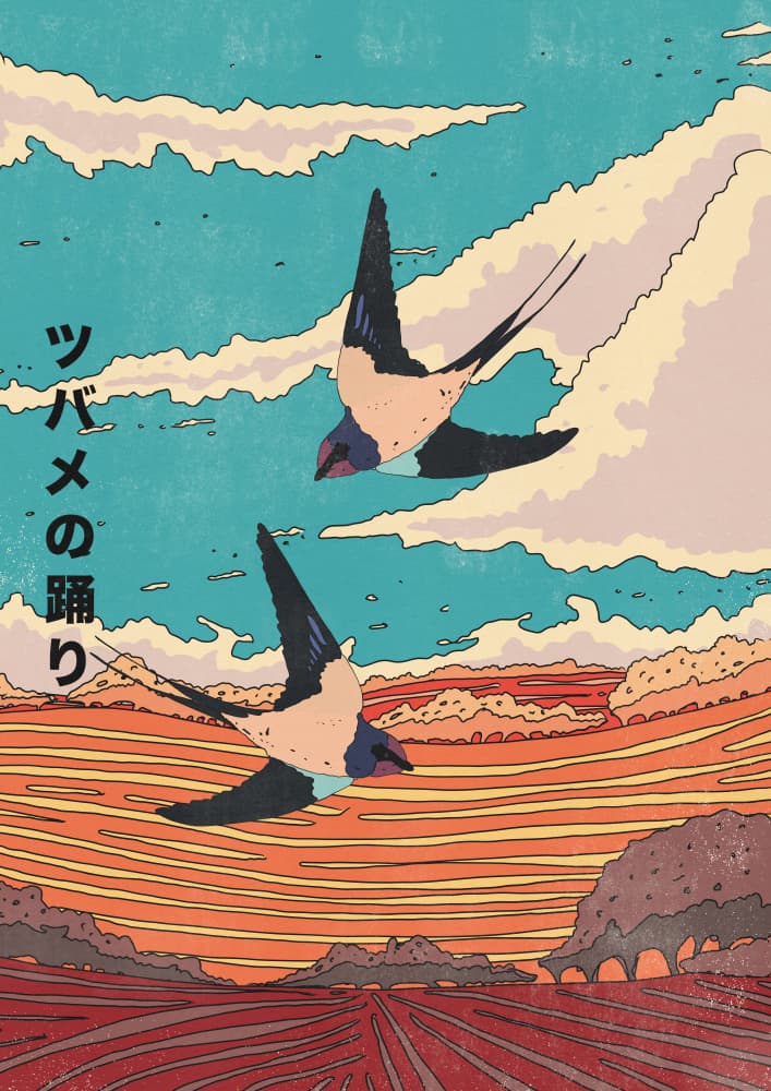 Swallows Sunset Flight by Nicholas — canvas wall art