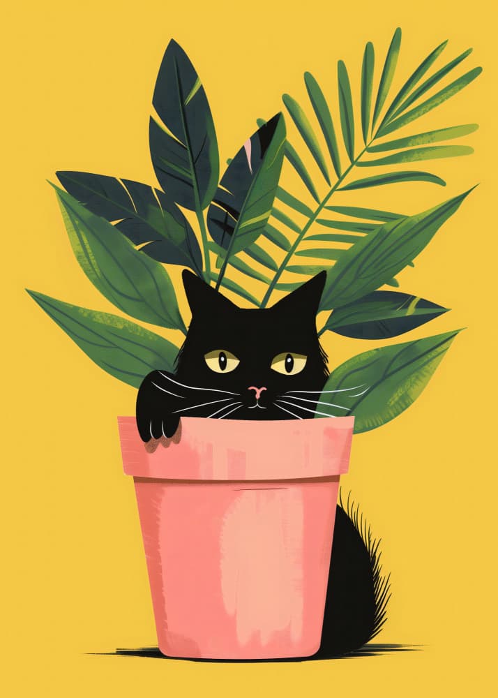 Curious Cat Plant Pot by Andreas Magnusson — canvas wall art