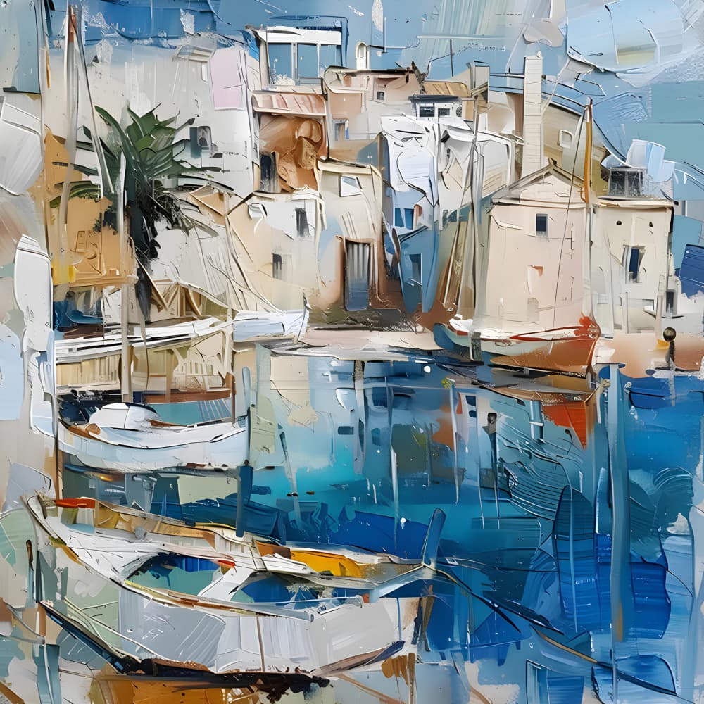 Vibrant Harbor Village by Avanesova Elena — canvas wall art