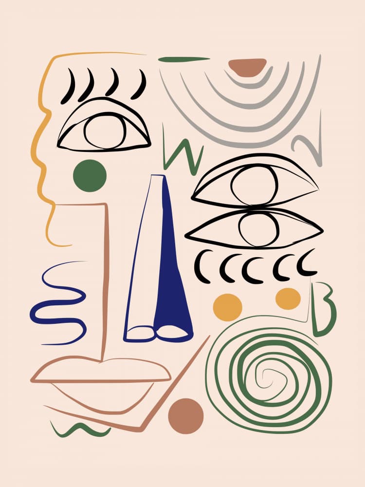 Cubist Line Portrait by Little Dean — canvas wall art