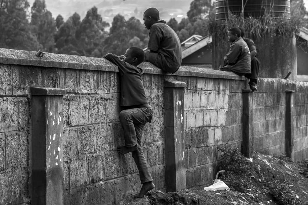 Young Boys on Wall by Giuseppe DAmico — canvas wall art