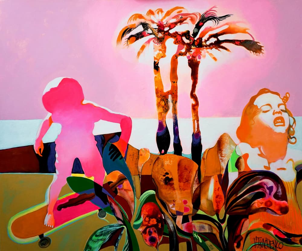 Pink Sky Tropical Dream by Victor Tkachenko — canvas wall art
