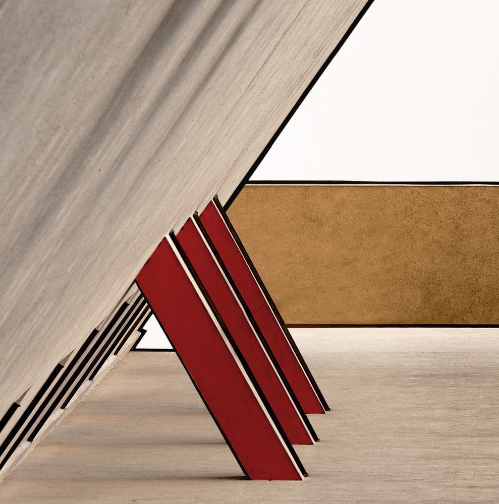 Red Geometric Architecture by Tomasz Buczkowski ( Tomush ) — canvas wall art
