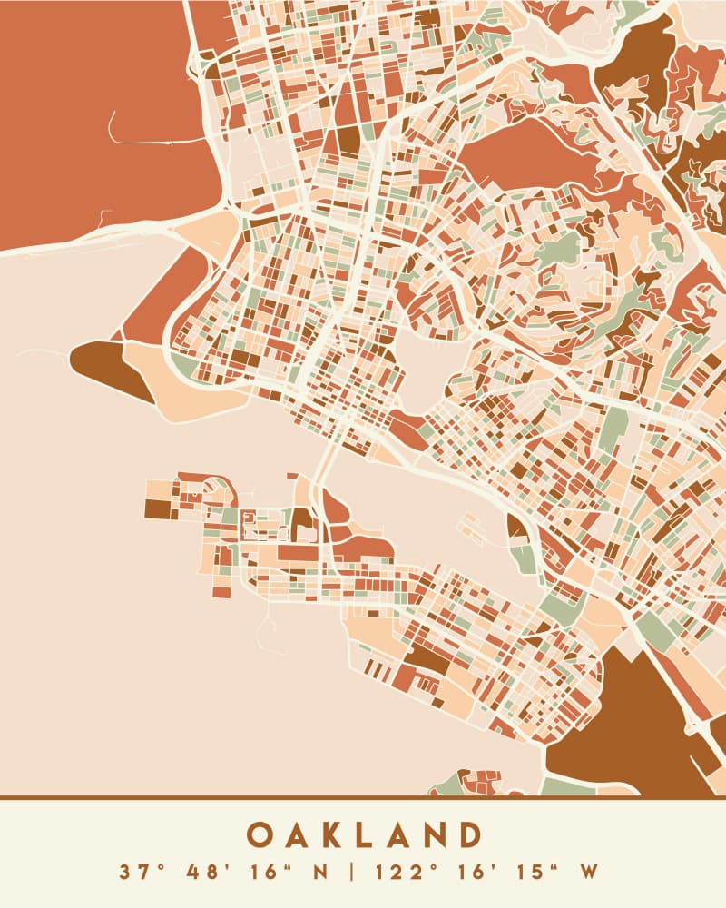 Oakland Geometric City Map by Emiliano Deificus — canvas wall art