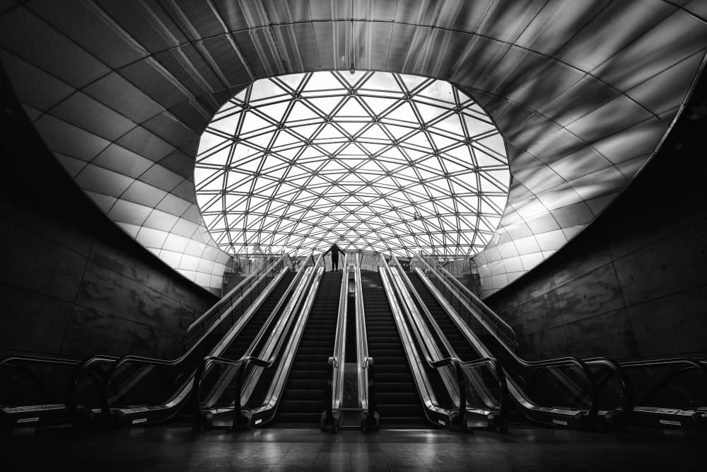 Modern Escalator Silhouette by Adam Dauria ☂ — canvas wall art