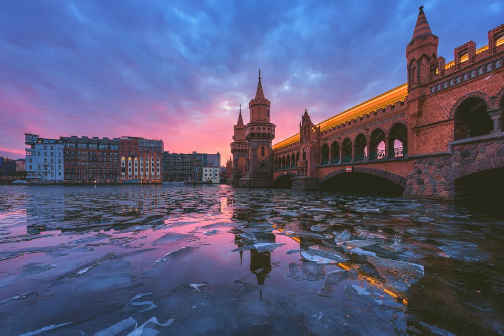 Oberbaumbrücke Winter Twilight by Jean Claude Castor — canvas wall art