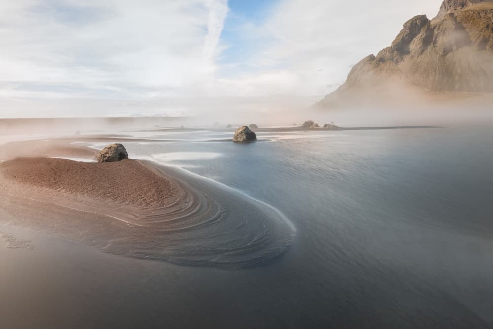 Misty Black Sand Beach by Jure Kravanja — canvas wall art