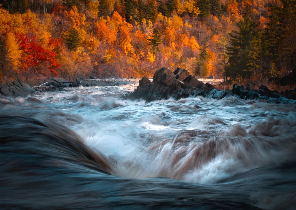 Autumn River Rapids by Like He — canvas wall art