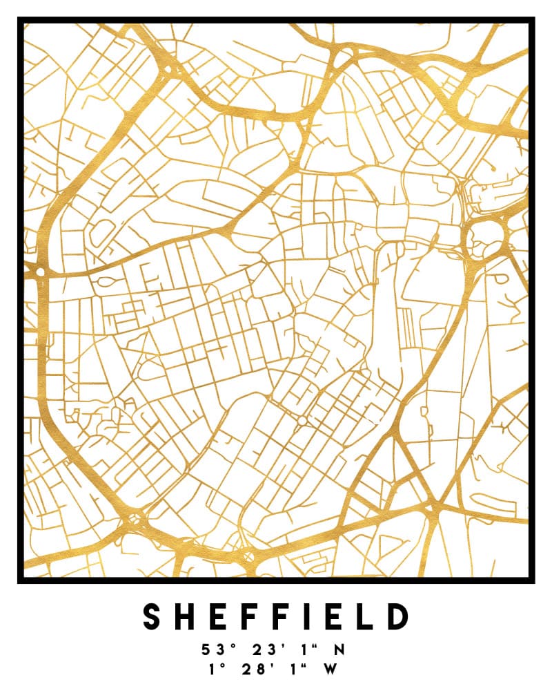 Sheffield Gold Street Map by Emiliano Deificus — canvas wall art