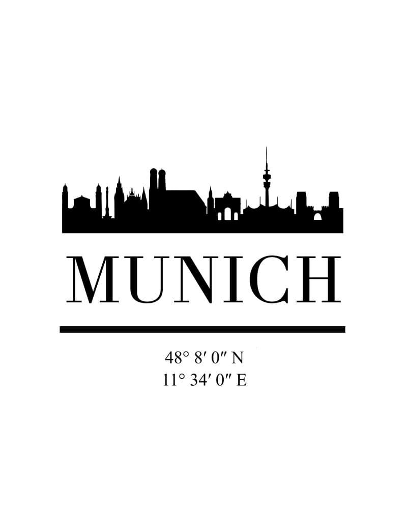 Munich Skyline Coordinates by Emiliano Deificus — canvas wall art