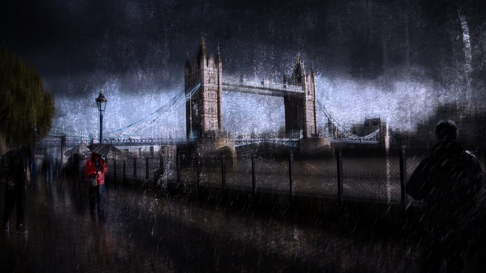 Rainy Tower Bridge London by Nicodemo Quaglia — canvas wall art