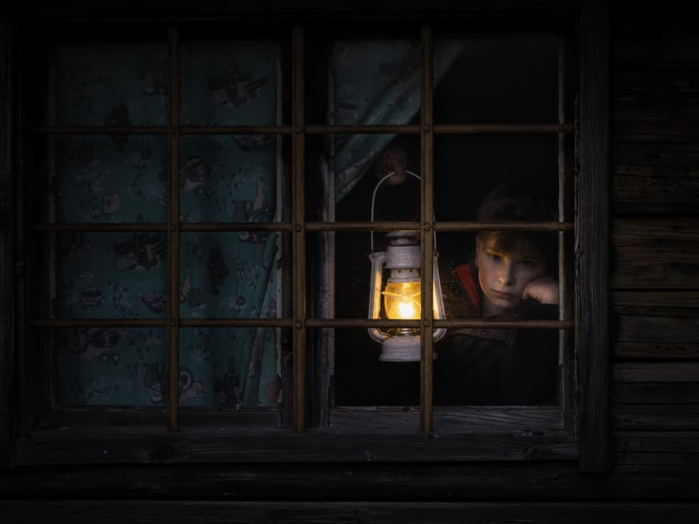 Thoughtful Child at Window by Joško Šimic — canvas wall art