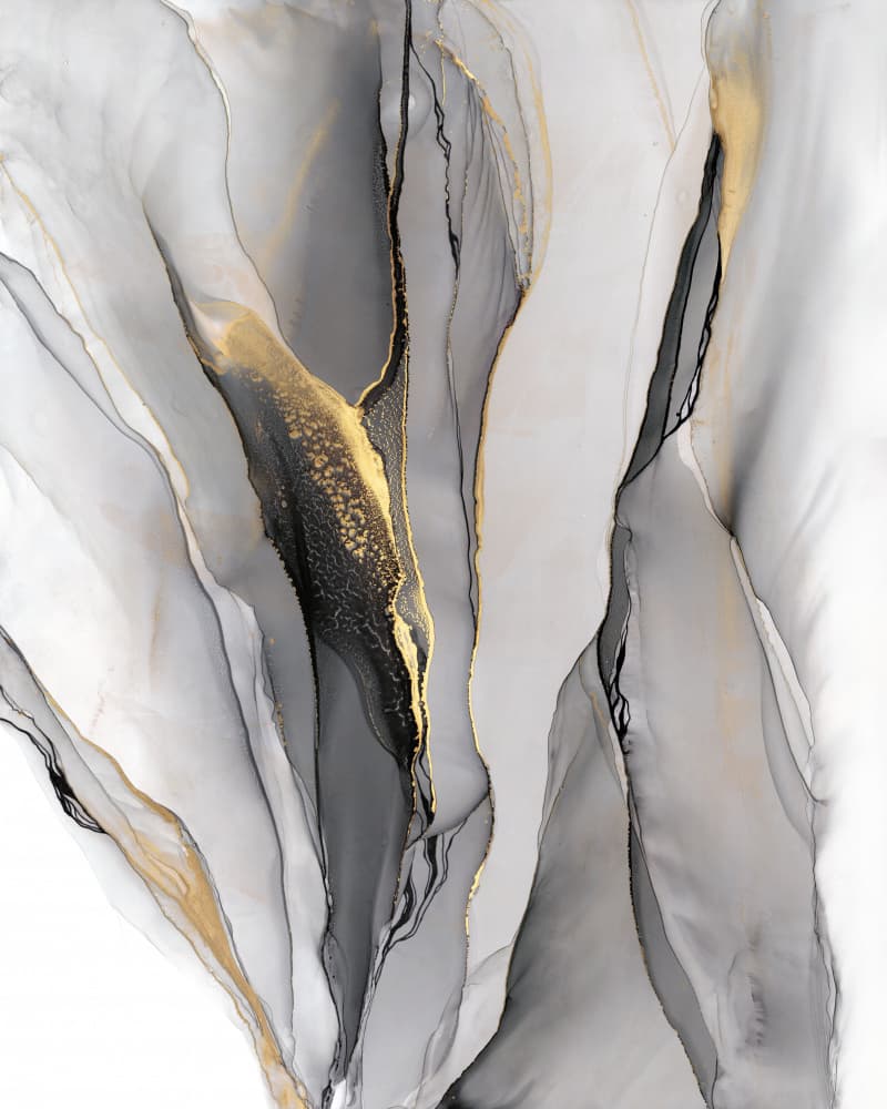 Golden Ink Flow by Alevtina Shelest — canvas wall art