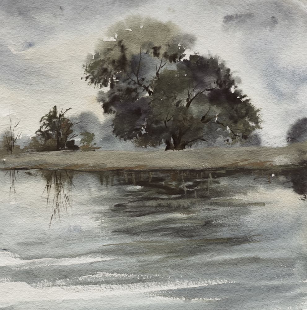 Misty Tree Reflections by Santhosh ch — canvas wall art