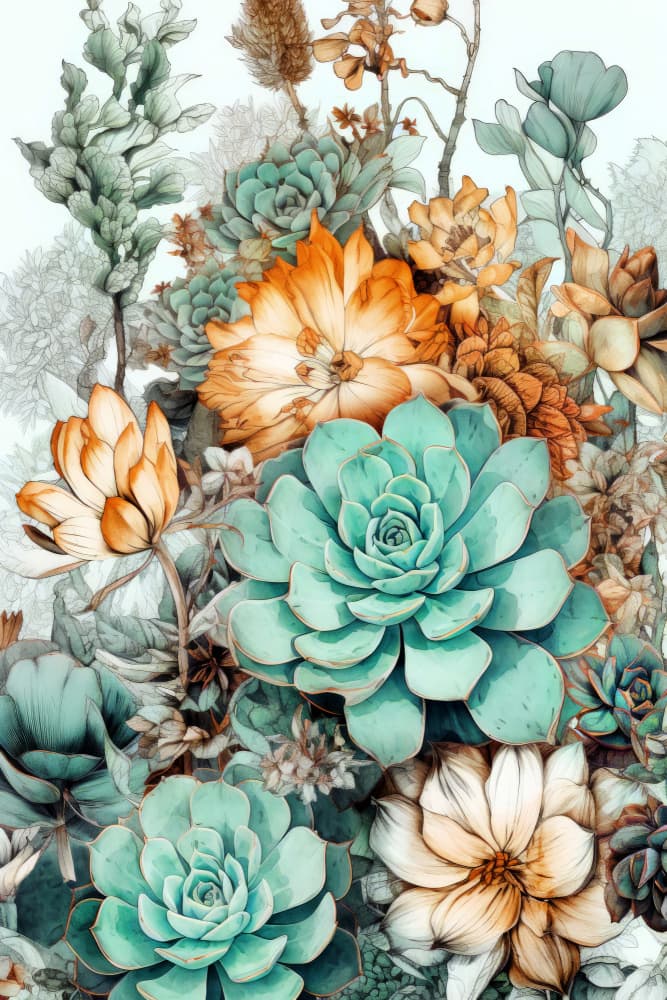 Vibrant Succulent Garden by Justyna Jaszke — canvas wall art