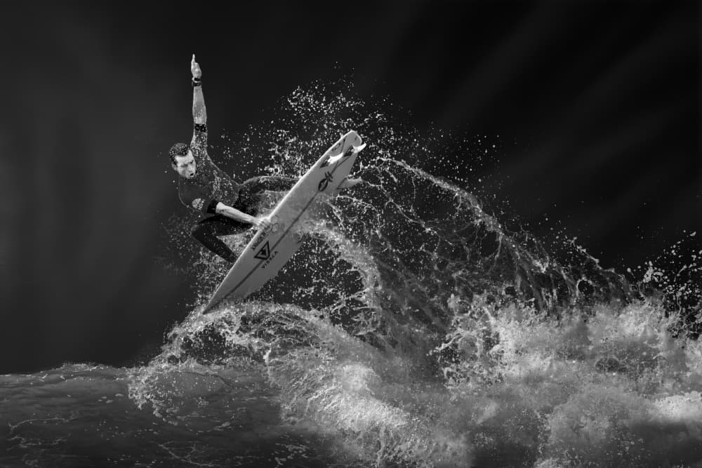 Aerial Surfer Leap by Yun Thwaits — canvas wall art