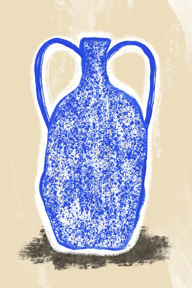 Textured Blue Amphora by Martina — canvas wall art