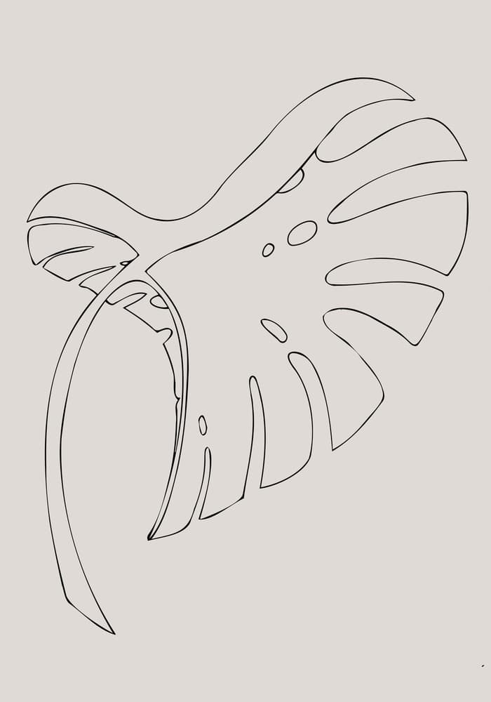 Monstera Leaf Outline by Pictufy Studio II — canvas wall art