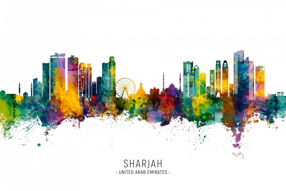 Sharjah Skyline by Michael Tompsett — canvas wall art