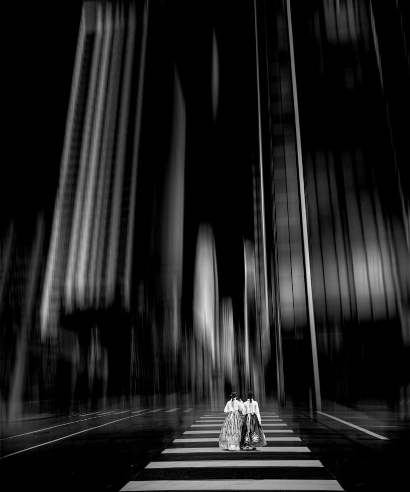 Hanbok City Motion by Jiahong Zeng — canvas wall art