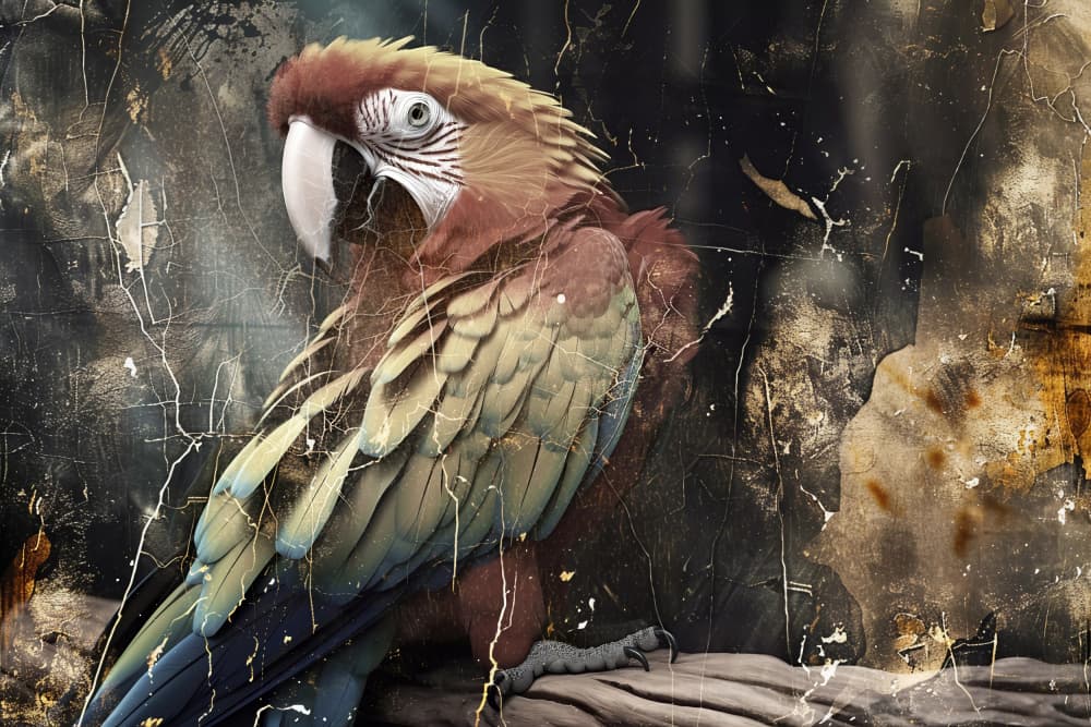 Vintage Macaw Portrait by Rafal Kulik — canvas wall art
