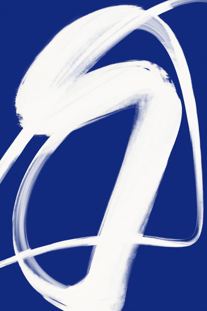 White Whirl on Blue by Treechild — canvas wall art