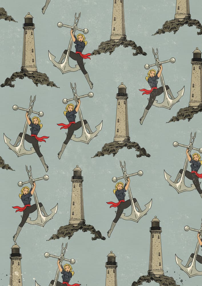 Nautical Pinup Pattern by Nicholas — canvas wall art