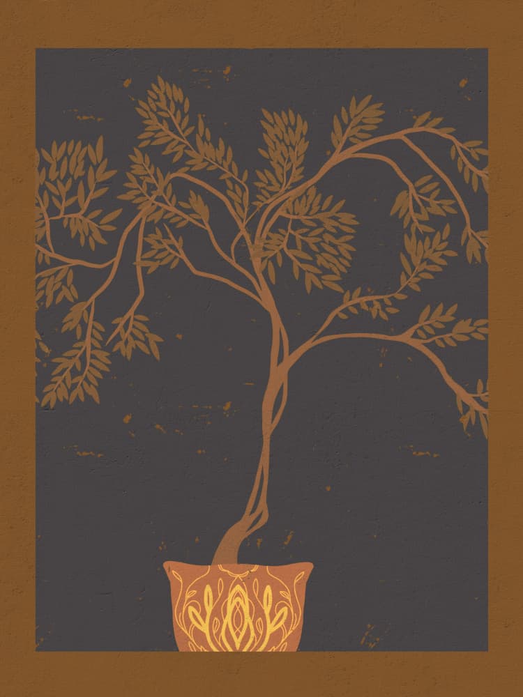 Elegant Potted Tree by Josie George — canvas wall art