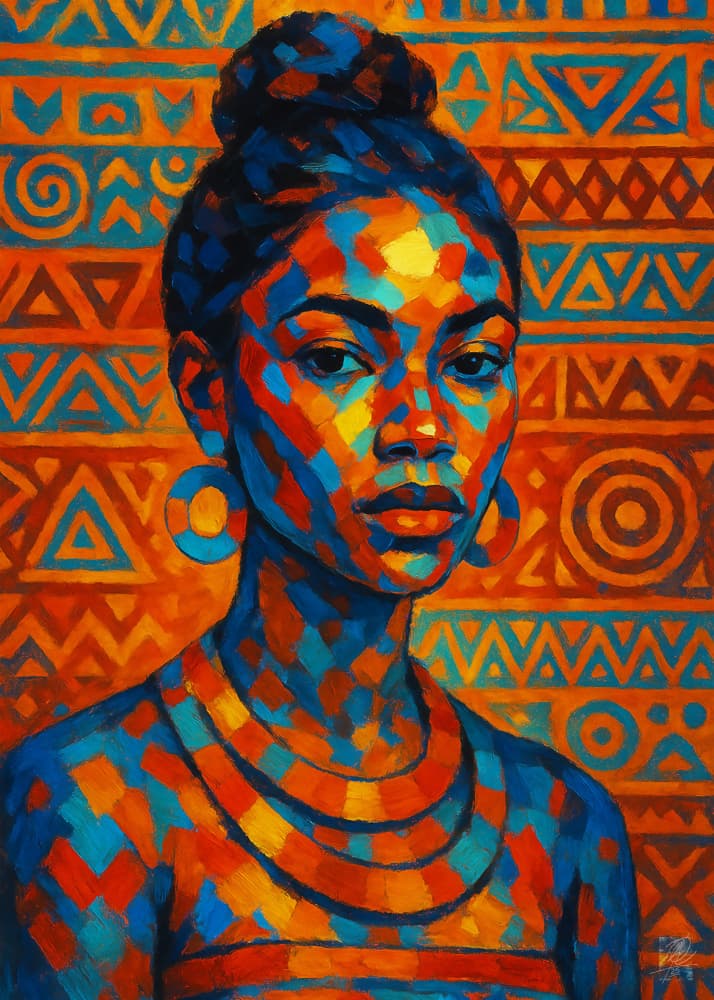 Colorful African Woman Portrait by Osvaldo Russo — canvas wall art
