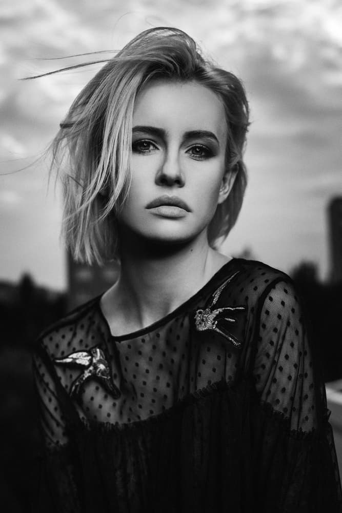Captivating Blonde Portrait by Martin Krystynek MQEP — canvas wall art