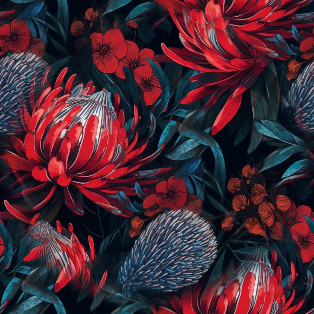 Dark Protea Floral by Justyna Jaszke — canvas wall art
