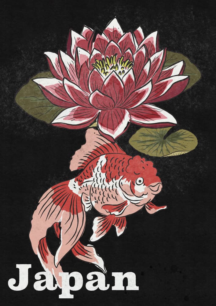 Japanese Goldfish Lotus by Nicholas — canvas wall art