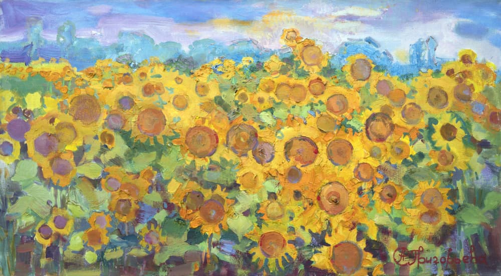Golden Sunflower Field by Anastasiia Grygorieva — canvas wall art