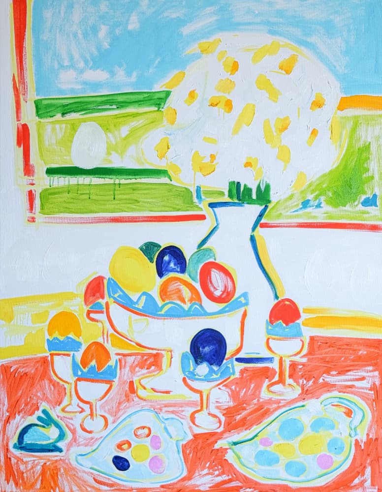 Colorful Easter Table by Tamara Jare — canvas wall art