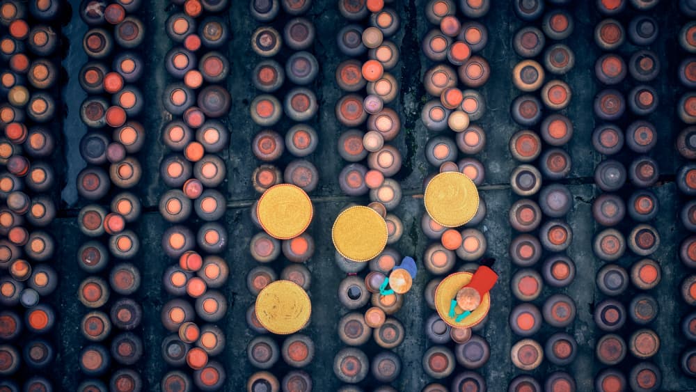 Colorful Pottery Overhead by Ricardo Gayan — canvas wall art