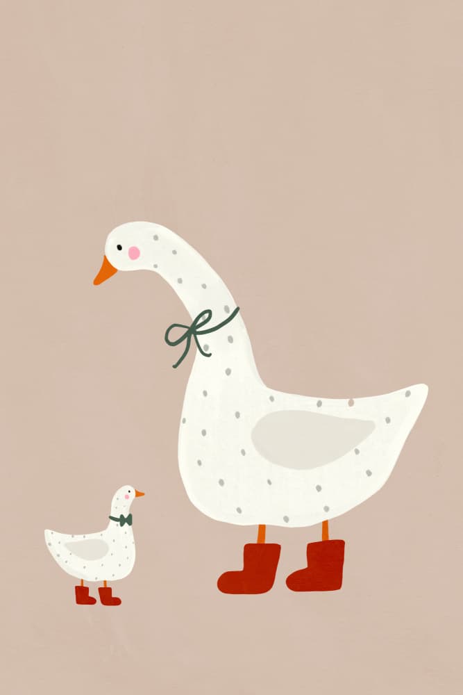 Goose and Gosling by Treechild — canvas wall art