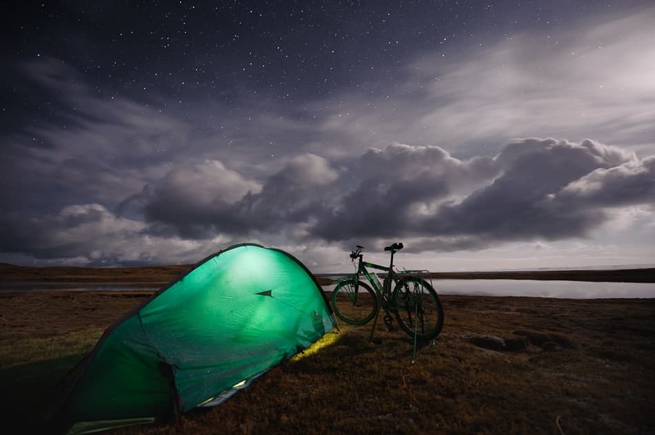 Bicycle Camping Night Sky by Nicolas Marino — canvas wall art