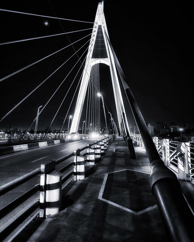 Modern Night Bridge by Ali Barootkoob — canvas wall art